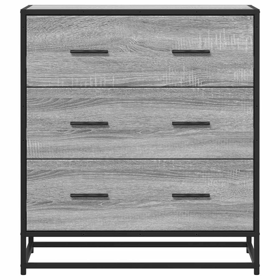 Dressoir 68x35x76 cm bewerkt hout en metaal grijs sonoma