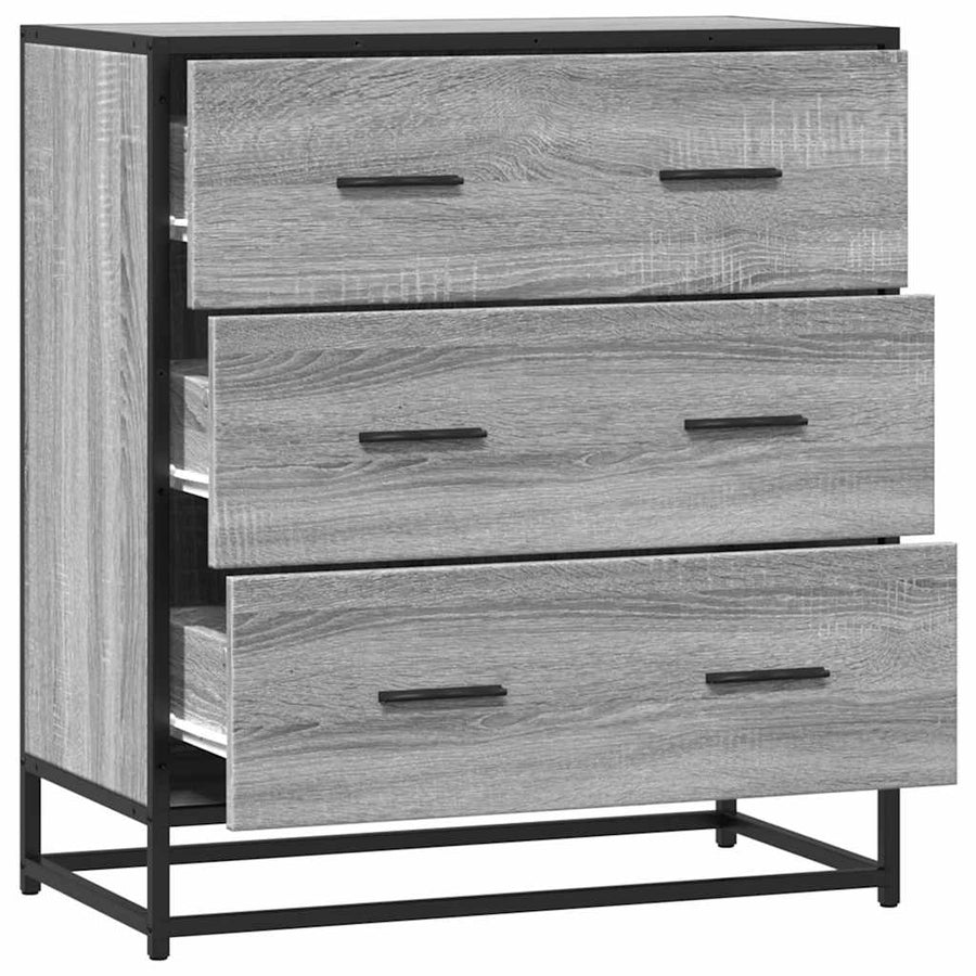 Dressoir 68x35x76 cm bewerkt hout en metaal grijs sonoma