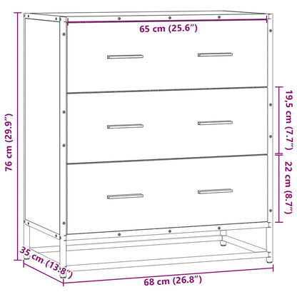 Dressoir 68x35x76 cm bewerkt hout en metaal grijs sonoma