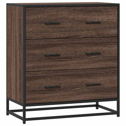 Dressoir 68x35x76 cm bewerkt hout en metaal bruin eikenkleur