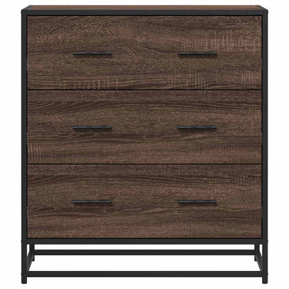 Dressoir 68x35x76 cm bewerkt hout en metaal bruin eikenkleur