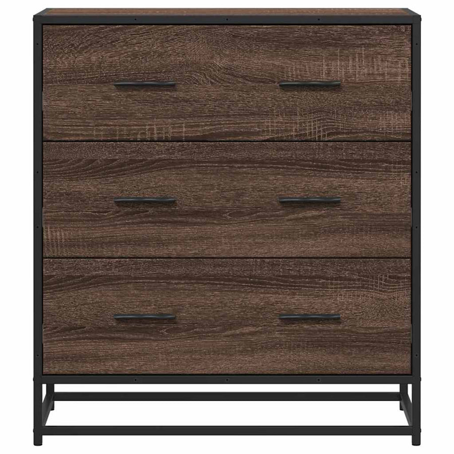 Dressoir 68x35x76 cm bewerkt hout en metaal bruin eikenkleur