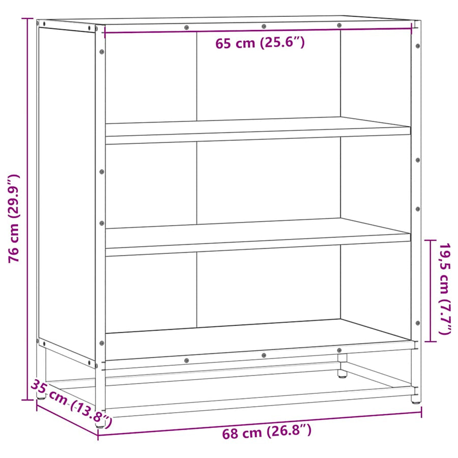 Dressoir 68x35x76 cm bewerkt hout en metaal zwart