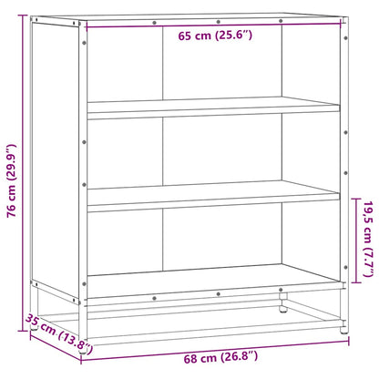 Dressoir 68x35x76 cm bewerkt hout en metaal gerookt eiken