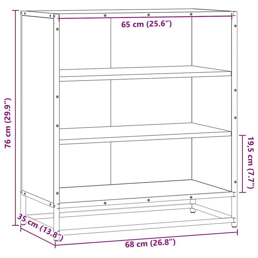 Dressoir 68x35x76 cm bewerkt hout en metaal gerookt eiken