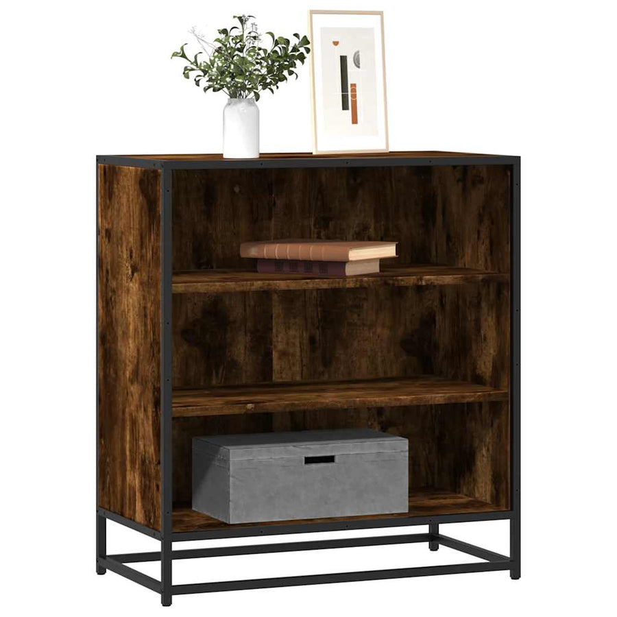 Dressoir 68x35x76 cm bewerkt hout en metaal gerookt eiken