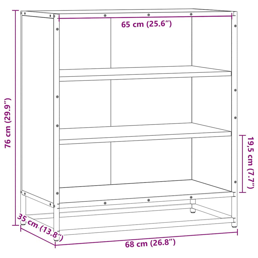 Dressoir 68x35x76 cm bewerkt hout en metaal grijs sonoma