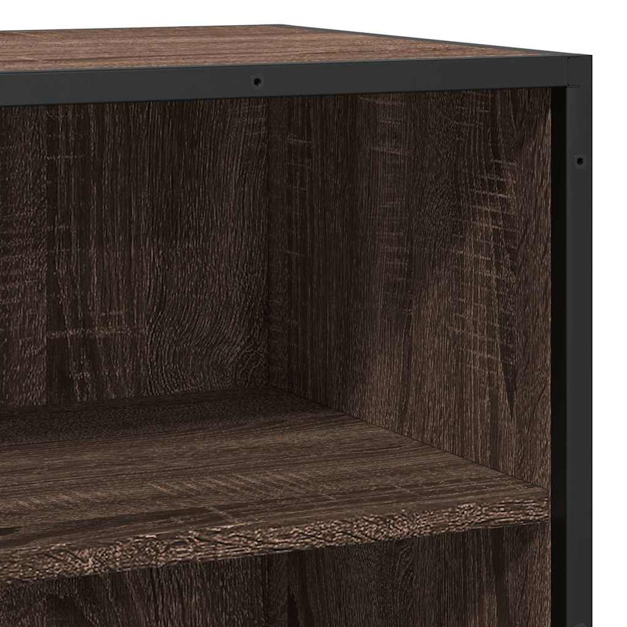 Dressoir 68x35x76 cm bewerkt hout en metaal bruin eikenkleur
