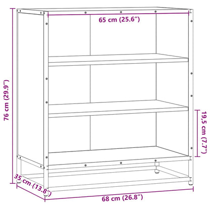 Dressoir 68x35x76 cm bewerkt hout en metaal bruin eikenkleur