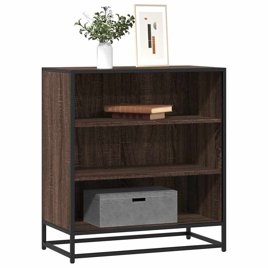 Dressoir 68x35x76 cm bewerkt hout en metaal bruin eikenkleur