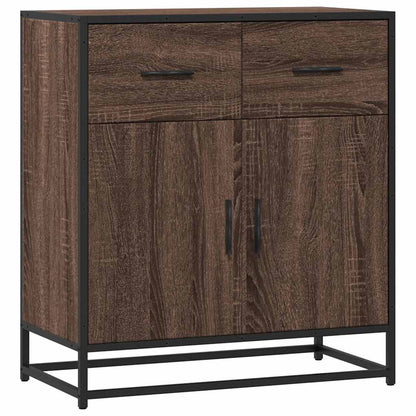 Dressoir 68x35x76 cm bewerkt hout en metaal bruin eikenkleur