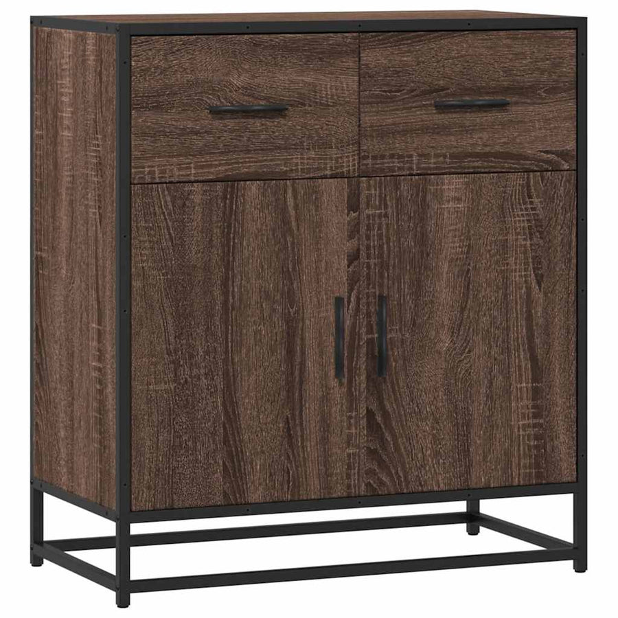 Dressoir 68x35x76 cm bewerkt hout en metaal bruin eikenkleur