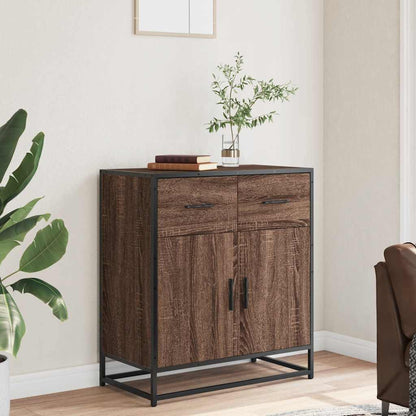 Dressoir 68x35x76 cm bewerkt hout en metaal bruin eikenkleur