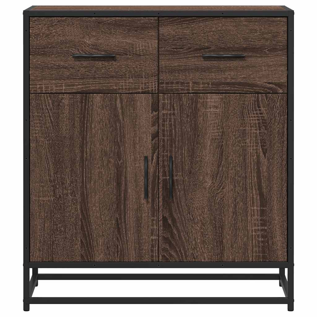Dressoir 68x35x76 cm bewerkt hout en metaal bruin eikenkleur
