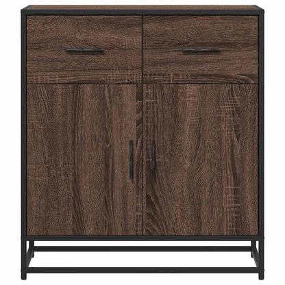 Dressoir 68x35x76 cm bewerkt hout en metaal bruin eikenkleur