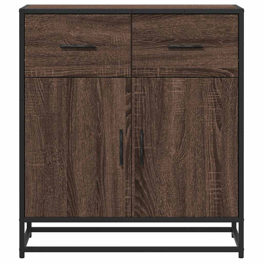 Dressoir 68x35x76 cm bewerkt hout en metaal bruin eikenkleur