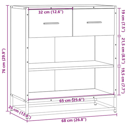 Dressoir 68x35x76 cm bewerkt hout sonoma eikenkleurig