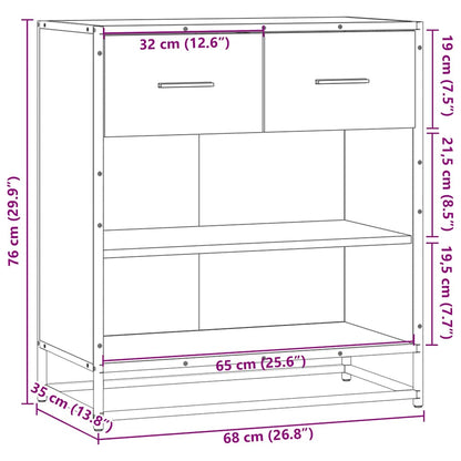 Dressoir 68x35x76 cm bewerkt hout grijs sonoma eikenkleurig