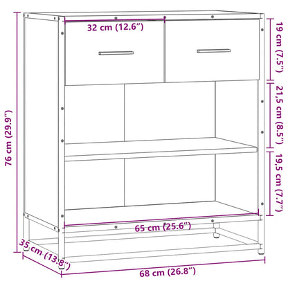 Dressoir 68x35x76 cm bewerkt hout bruin eikenkleur