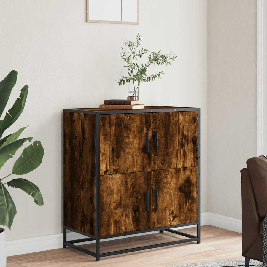 Dressoir 68x35x76 cm bewerkt hout gerookt eikenkleurig