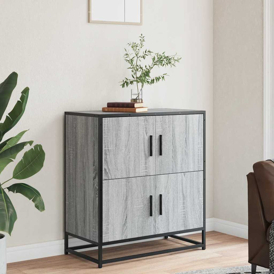 Dressoir 68x35x76 cm bewerkt hout grijs sonoma eikenkleurig