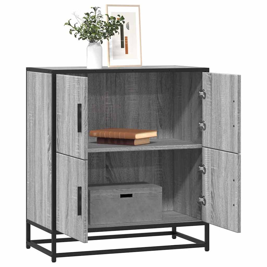 Dressoir 68x35x76 cm bewerkt hout grijs sonoma eikenkleurig