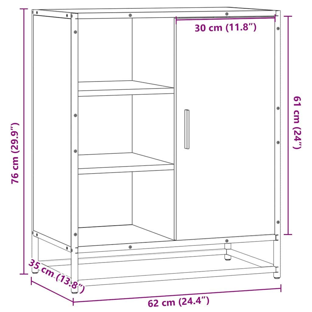 Dressoir 62x35x76 cm bewerkt hout sonoma eikenkleurig
