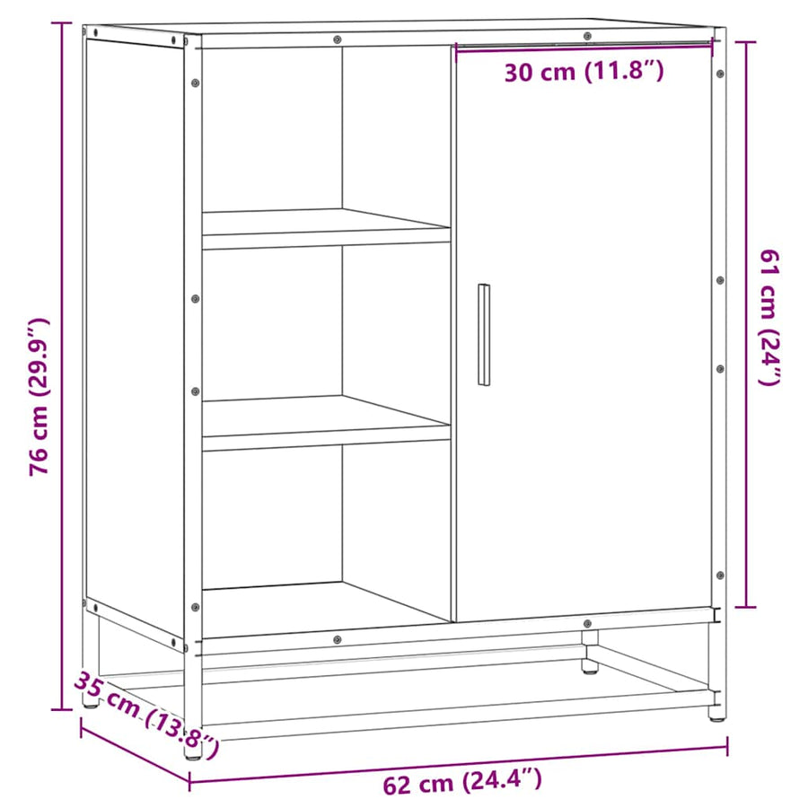 Dressoir 62x35x76 cm bewerkt hout sonoma eikenkleurig