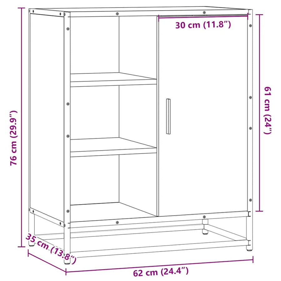 Dressoir 62x35x76 cm bewerkt hout gerookt eikenkleurig