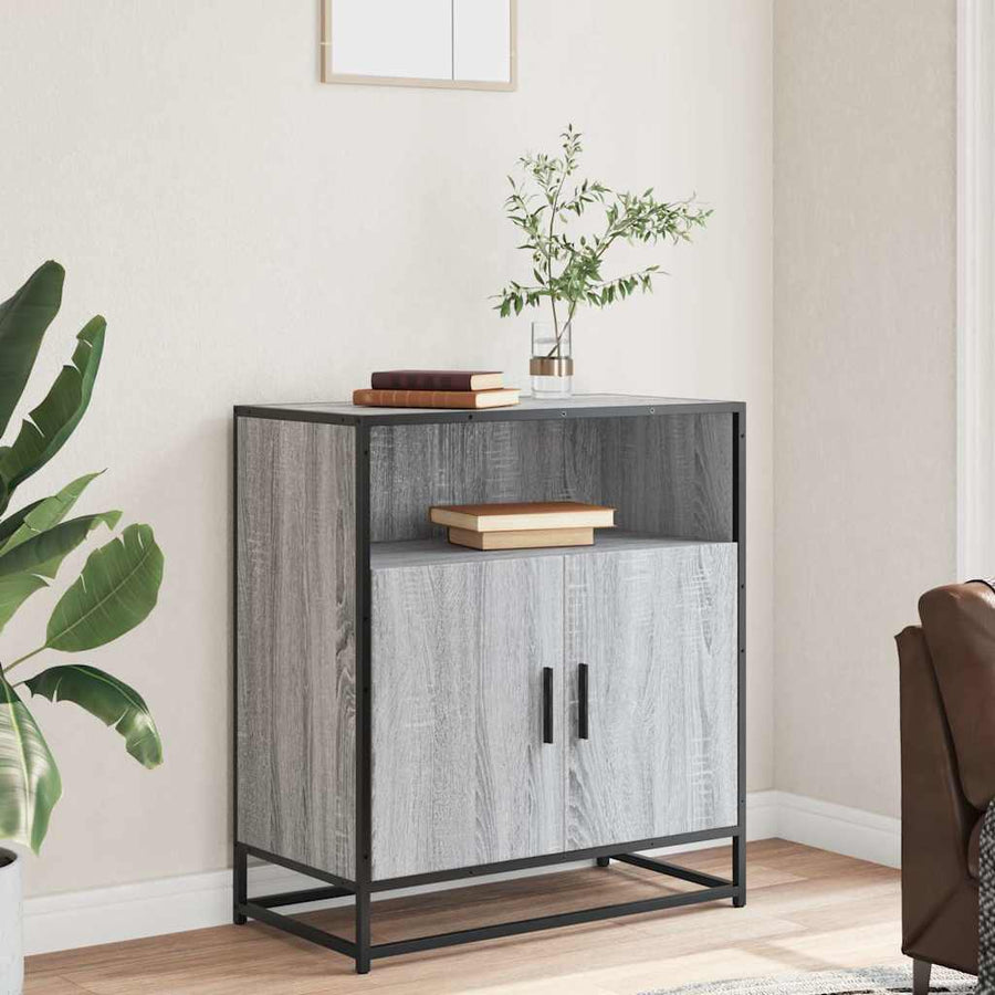 Dressoir 68x35x76 cm bewerkt hout grijs sonoma eikenkleurig