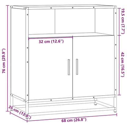 Dressoir 68x35x76 cm bewerkt hout grijs sonoma eikenkleurig