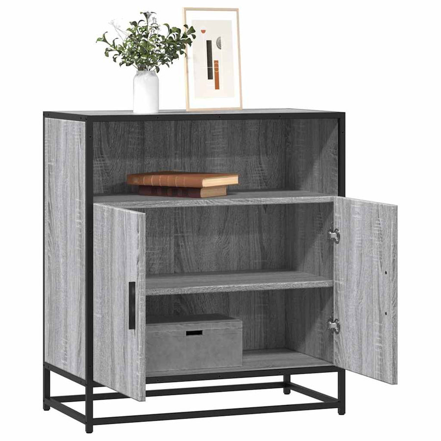 Dressoir 68x35x76 cm bewerkt hout grijs sonoma eikenkleurig