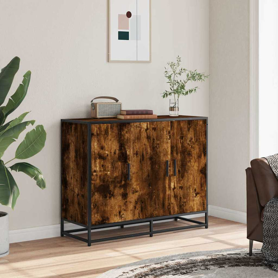 Dressoir 94x35x76 cm bewerkt hout gerookt eikenkleurig