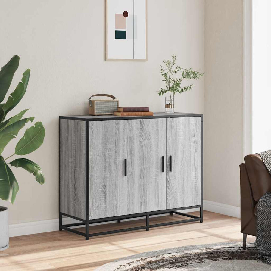 Dressoir 94x35x76 cm bewerkt hout grijs sonoma eikenkleurig