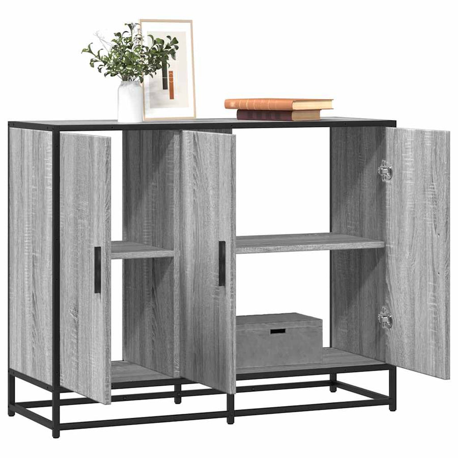 Dressoir 94x35x76 cm bewerkt hout grijs sonoma eikenkleurig