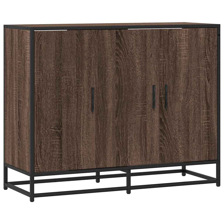 Dressoir 94x35x76 cm bewerkt hout bruin eikenkleur