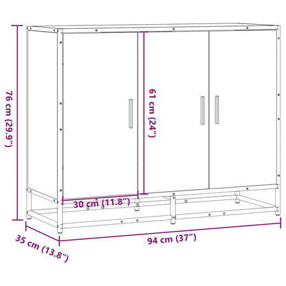 Dressoir 94x35x76 cm bewerkt hout bruin eikenkleur