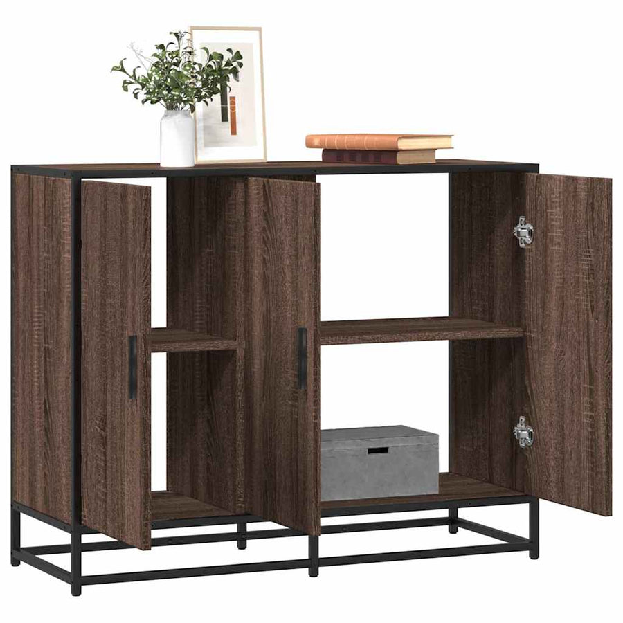 Dressoir 94x35x76 cm bewerkt hout bruin eikenkleur