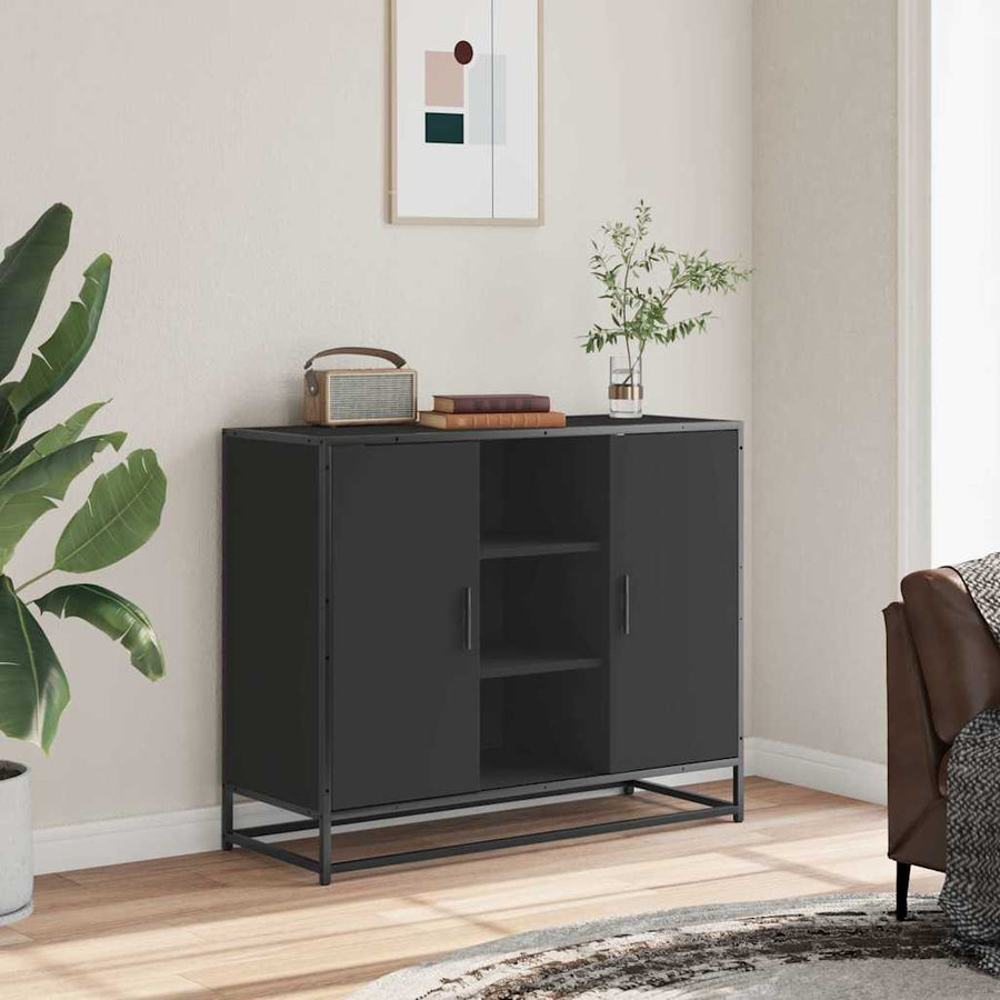 Dressoir 92x35x76 cm bewerkt hout zwart