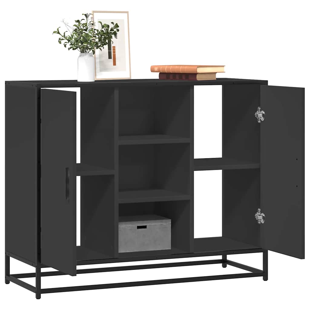 Dressoir 92x35x76 cm bewerkt hout zwart