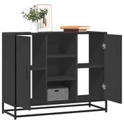 Dressoir 92x35x76 cm bewerkt hout zwart metaal