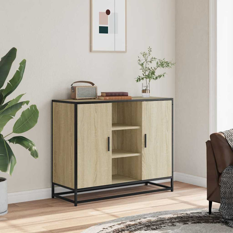 Dressoir 92x35x76 cm bewerkt hout sonoma eikenkleurig