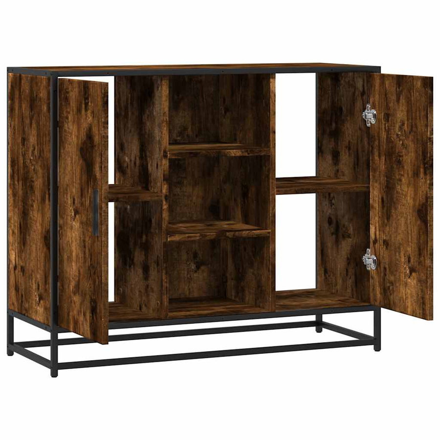 Dressoir 92x35x76 cm bewerkt hout gerookt eikenkleurig