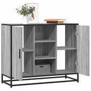 Dressoir 92x35x76 cm bewerkt hout metaal grijs