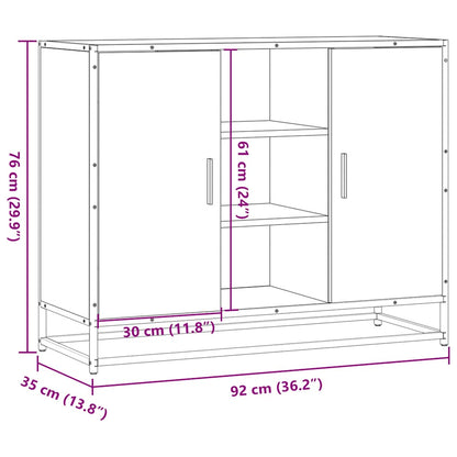 Dressoir 92x35x76 cm bewerkt hout bruin eikenkleurig