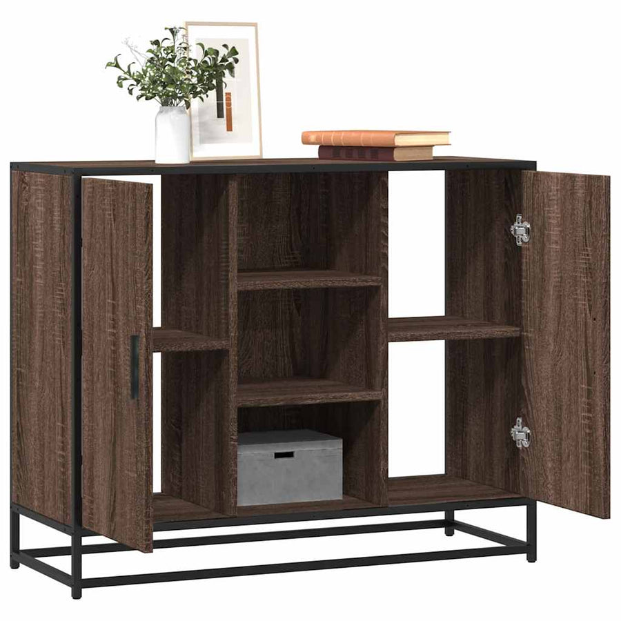 Dressoir 92x35x76 cm bewerkt hout bruin eikenkleurig