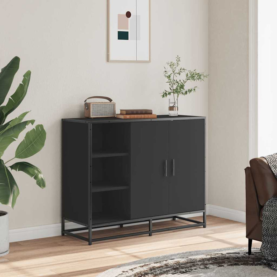 Dressoir 92x35x76 cm bewerkt hout zwart