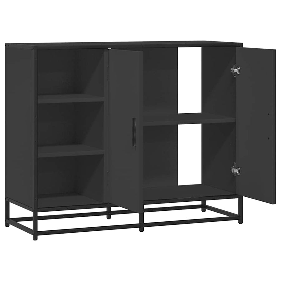 Dressoir 92x35x76 cm bewerkt hout zwart