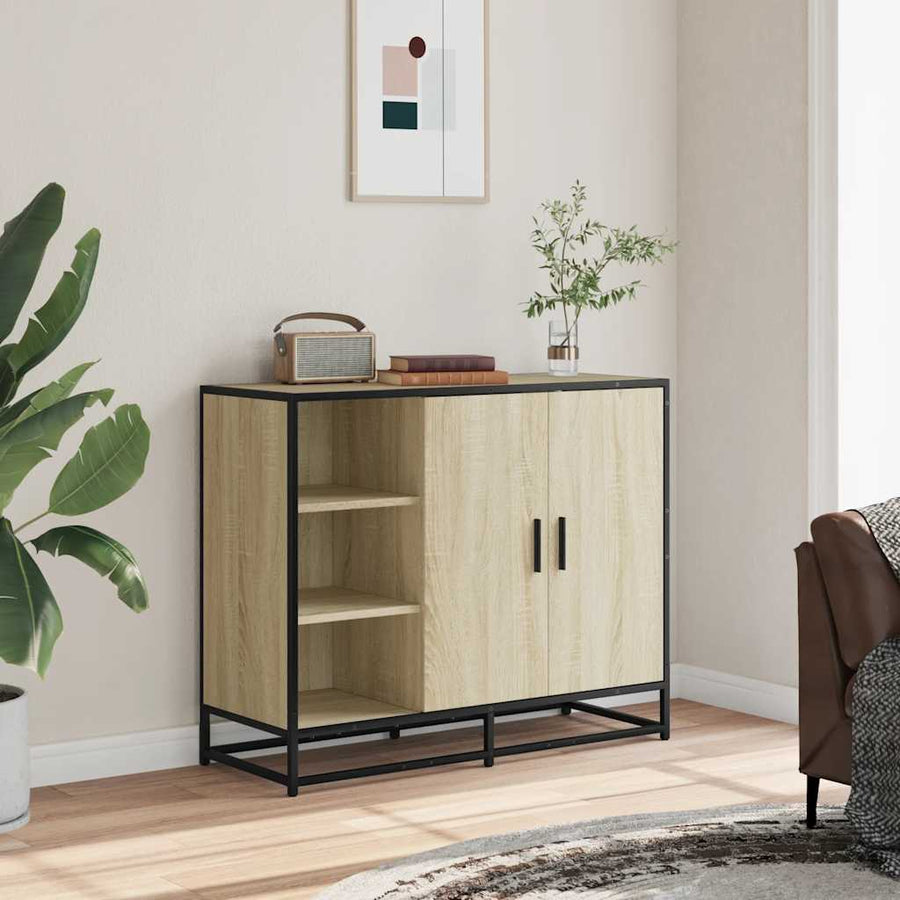 Dressoir 92x35x76 cm bewerkt hout sonoma eikenkleurig