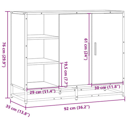 Dressoir 92x35x76 cm bewerkt hout gerookt eikenkleurig